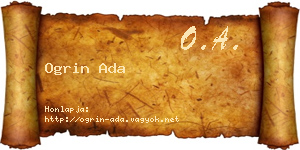 Ogrin Ada névjegykártya
